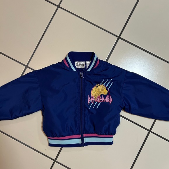 Little Girl's Def Leopard Jacket Blue Leopard Print Track Jacket Size 4/5 - Picture 2 of 4